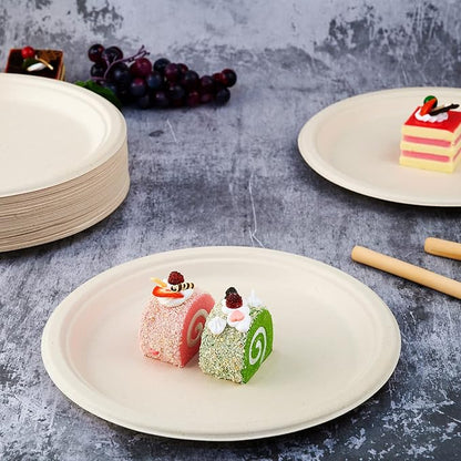 Vplus 150 Pack Compostable Disposable Paper Plates 10 inch Super Strong 100% - Image 2