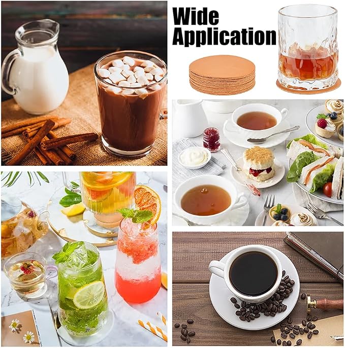 OLYCRAFT 30Pcs Genuine Leather Coasters 3.1 Inch Peru Round Leather - Image 6