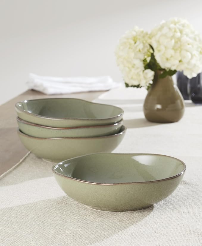 Oneida Organic Shades Sage Green Stoneware Pasta Bowl Set - Image 4