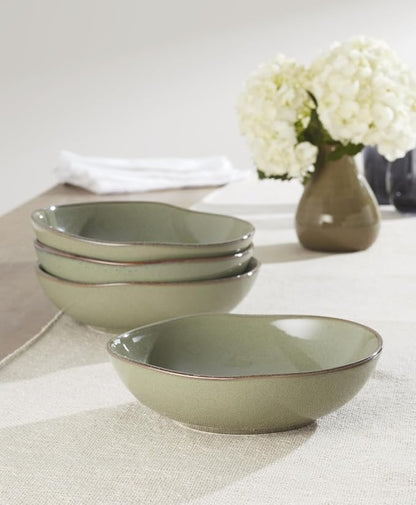 Oneida Organic Shades Sage Green Stoneware Pasta Bowl Set - Image 4