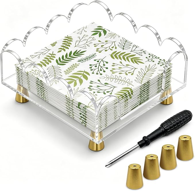 Scalloped Clear Acrylic Napkin Holder by Unknown