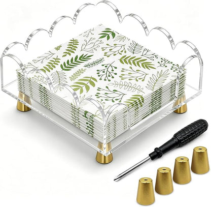 Scalloped Clear Acrylic Napkin Holder by Unknown