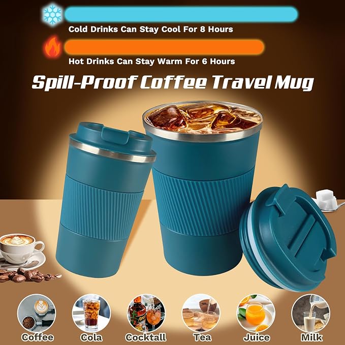 Vacuum Insulated Stainless Steel Travel Coffee Mug, Leak Proof Cup - Image 2