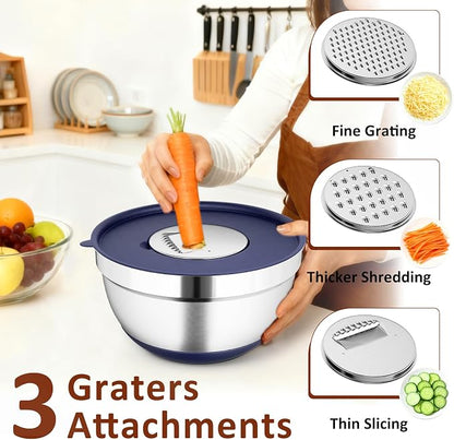 9 Pack Mixing Bowls with Airtight Lids Set, Stainless Steel Mixing Bowls with - Image 4