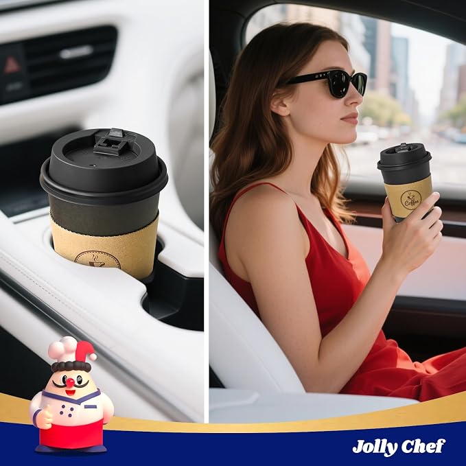 JOLLY CHEF 16 oz Coffee Cups-100 Pack, Disposable Black Hot Paper Cups - Image 6