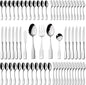 Alata Kate 65-Piece Silverware With Utensil-Serving Set, Service for 12, Stainless Steel Flatware, Mirror Polished Cutlery, Dishwasher Safe