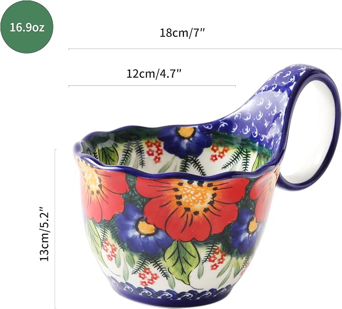 ALMA 16oz Large Soup Bowl Microwave Safe, Floral Soup Bowl - Image 3