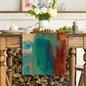 Artoid Mode Brown Blue Abstract Modern Art Table Runner, Seasonal Farmhouse by ArtoidMode