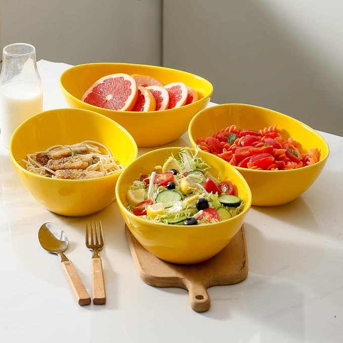 HASENSE Large Serving Bowls, Ceramic Salad Mixing Bowls, 42 Ounce Serving Dishes - Image 2