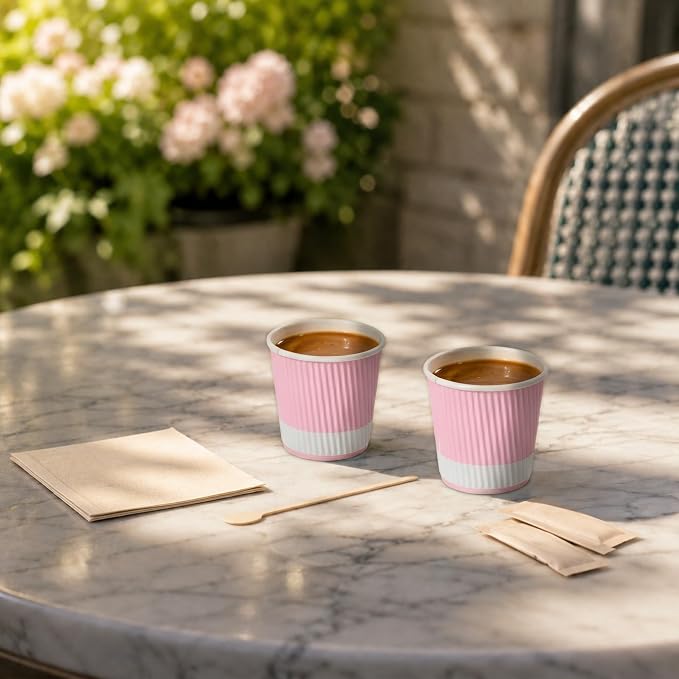 4 oz Light Pink Paper Coffee Cup - Image 4