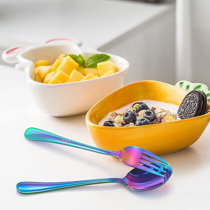 LIANYU 9-Piece Rainbow Kids Silverware Set, Stainless Steel Toddler Utensils - Image 6