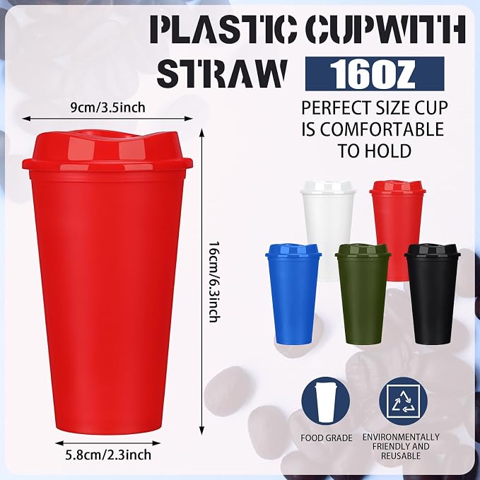 Domensi 15 Pack Reusable Plastic Coffee Cups - Image 2