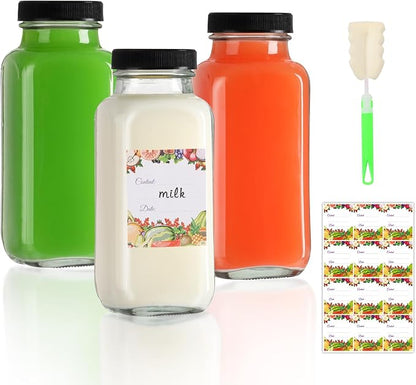AuroTrends 8 oz Glass Juice Bottles 3-Pack by AuroTrendsDirect