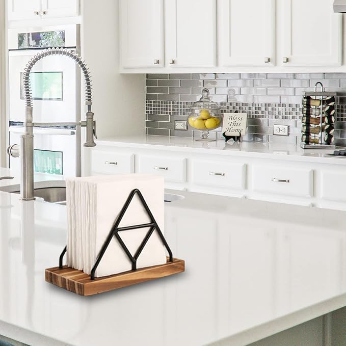 Wooden Napkin Storage, 1 Pack Black Table Napkin Holder - Image 8