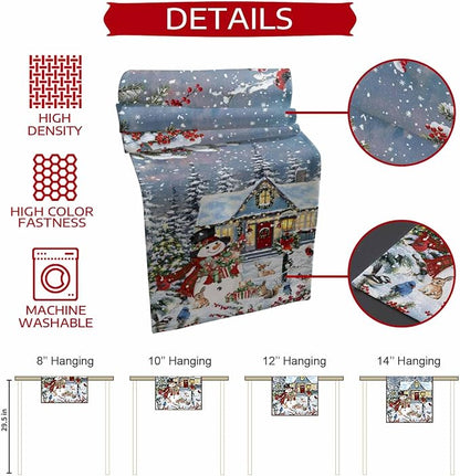 Merry Christmas Table Runner 72 Inches Long, Xmas Trees Snowman Snowflake Table - Image 7