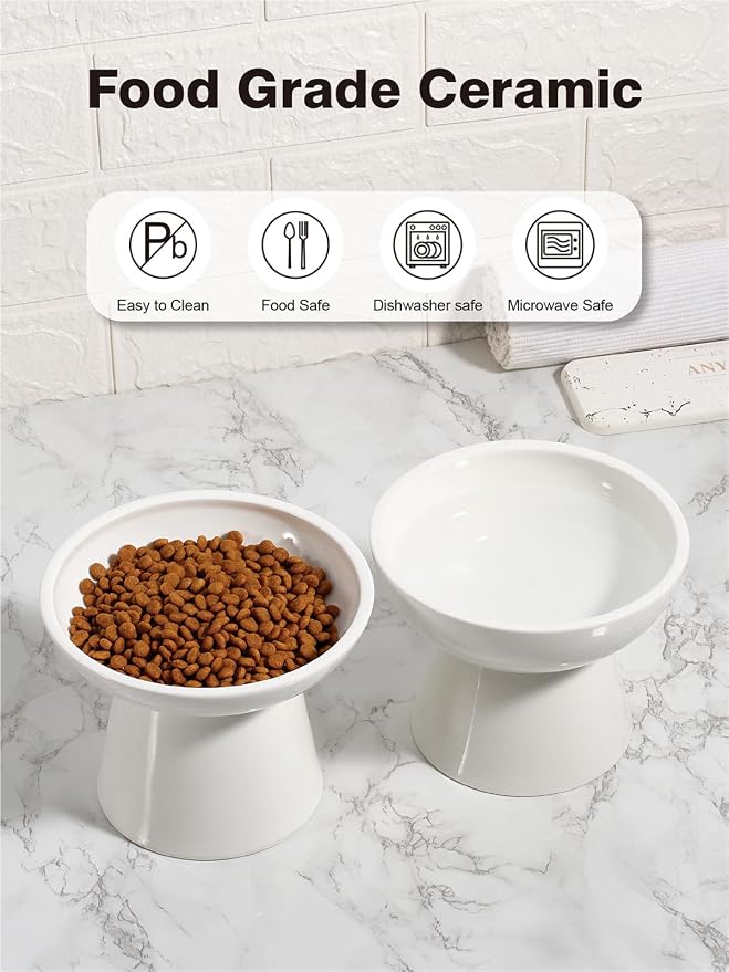 LoeJan Elevated Food and Water Bowls Set, Extra Wide and Raised Ceramic Feeder - Image 6