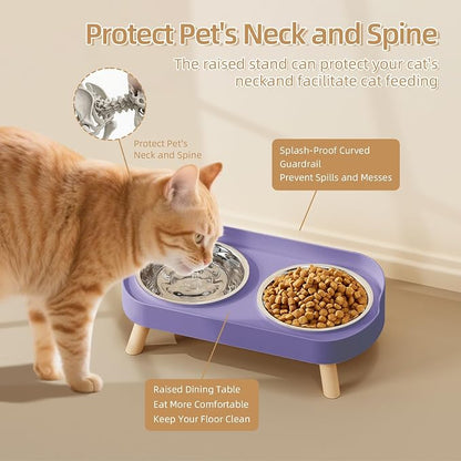 Elevated Cat Bowl, Raised Cat Food and Water Bowl Set - Image 2