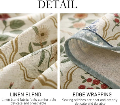 ISAENNE Designer Linen Extra Long Rectangle Tablecloth,Western Colorful Floral Indoor Table Cloth,Wrinkle Resistant Decor Tablecloths for Dining Thanksgiving Kitchen,63"*110"-Serenity B