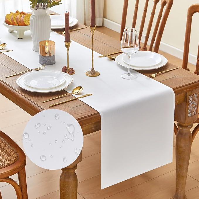 YATOJUZI White Table Runner Seasonal Wedding Kitchen Dining Table Decorations by YATOJUZI
