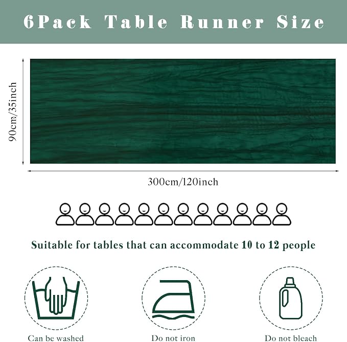 6 Pcs Emerald Green 10FT Cheesecloth Table Runner Gauze Fabric Runner - Image 3