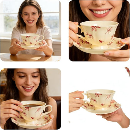 Vintage Fancy Porcelain Tea Cup and Saucer Set - Image 7