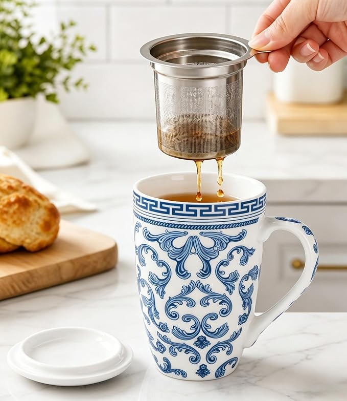 AmorArc Tea Cup With Infuser and Lid, 18oz Loose Leaf Tea Mug With Steeper | - Image 5