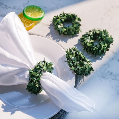 wonlex Handmade Leaf Wreath Napkin Rings Set of 8, Farmhouse Leaf Napkin Ring - Image 2