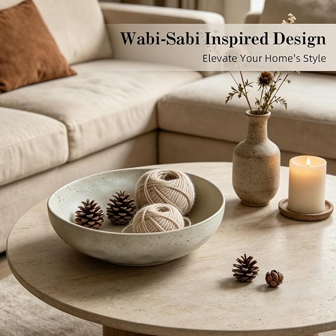 salomayes Wabi-Sabi Ceramic Decorative Bowl, Matte Off-White Catchall Bowl | - Image 3