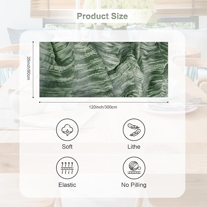 12 Pack Sage Green Cheesecloth Table Runner 35x120 Inch 10Ft Rustic Gauze - Image 4