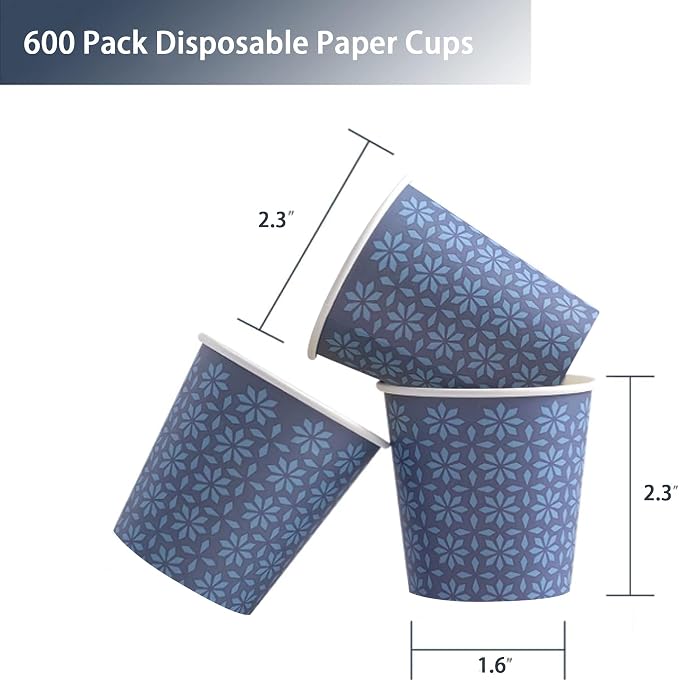 Clawsoff 600 Pack 3 oz Paper Cups Disposable Bathroom Mouthwash Cups Navy | - Image 2