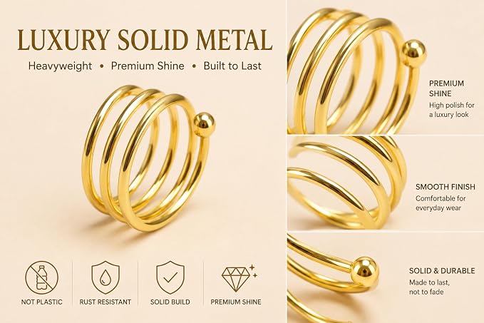 Gold Napkin Rings Set of 12 – Swirl Design – Elegant Napkin Rings Gold - Image 4