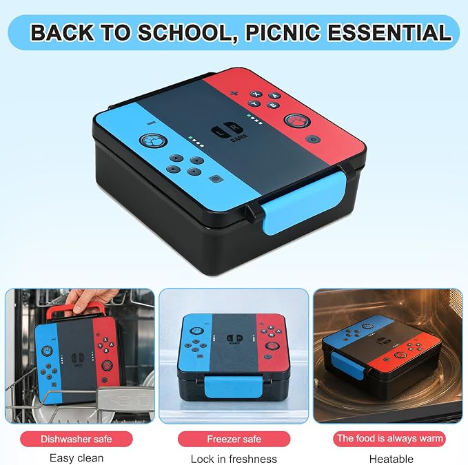 Gamer Bento Lunch Box for Kids, 60 OZ Kids Lunch Box - Image 6