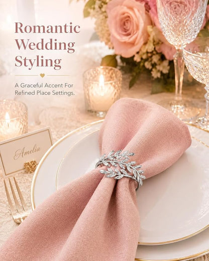 Silver Wheat Napkin Rings Set of 12, Metal Holders - Image 8