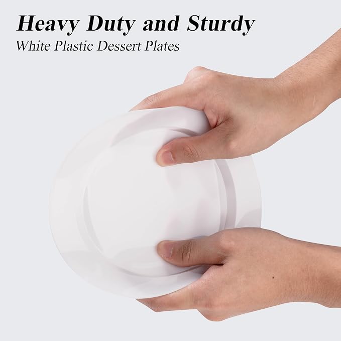Bestluck 100PCS White Plastic Dessert Plates 7inch - Image 3