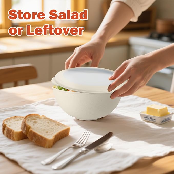 Wheat Straw Bowls with Lids Set of 4, Unbreakable Cereal Bowls 40oz, - Image 5