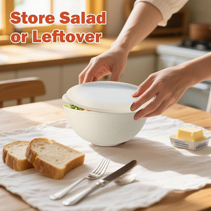 Wheat Straw Bowls with Lids Set of 4, Unbreakable Cereal Bowls 40oz, - Image 5