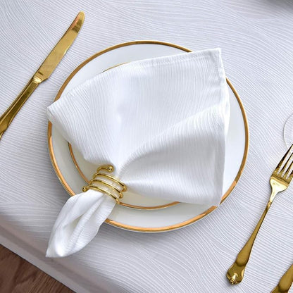 maxmill Jacquard Cloth Napkins 20 x 20 Inch Swirl Pattern Soft Comfortable and Luxury Serviette for Family Dinners Weddings Parties and Banquets Set of 4 White