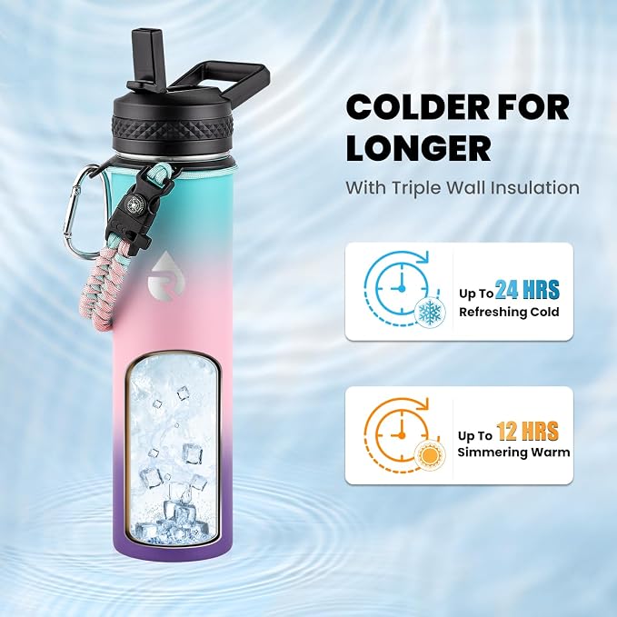 RAYMYLO Insulated Water Bottle 24 oz, Triple Wall Vacuum Stainless Steel | - Image 2