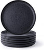 AmorArc Ceramic Dinner Plates Set of 6, Wavy Rim 10.25 Inch Stoneware Dish Set, Dinnerware Plates for Kitchen-Microwave&Dishwasher Safe, Scratch Resistant-Reactive Glaze Matte Speckled Black