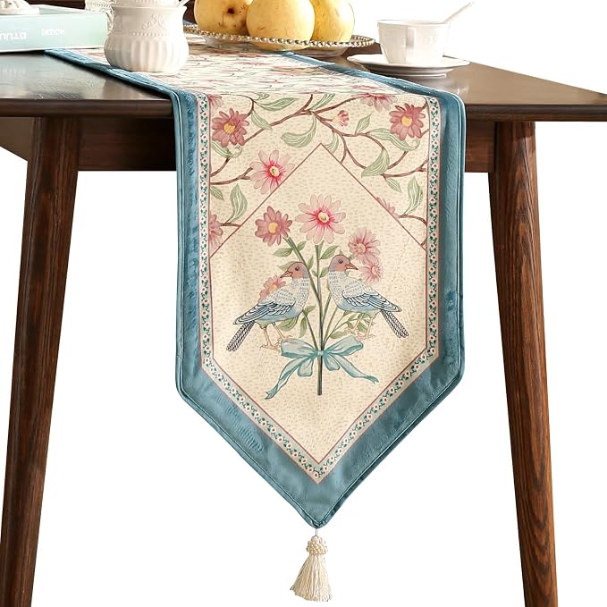 Patdrea Designer Elegant Velvet Table Runner, Colorful Floral Pattern, by patdrea