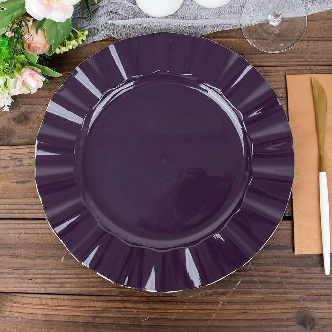Efavormart 11" Dinner Plates – Set of 10 Plastic Purple Round Disposable Plates - Image 6