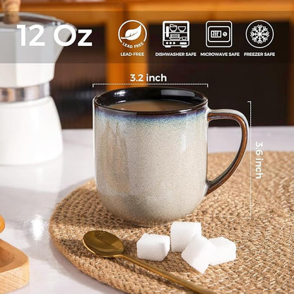 LERATIO Ceramic Coffee Mugs Set of 6, 12oz Handmade Coffee Mugs Set | Large - Image 2