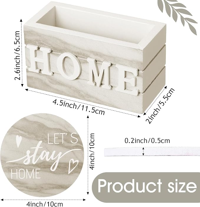 Queekay Coasters Set of 6 House Warming Gifts New Home Wooden Farmhouse Drink - Image 2