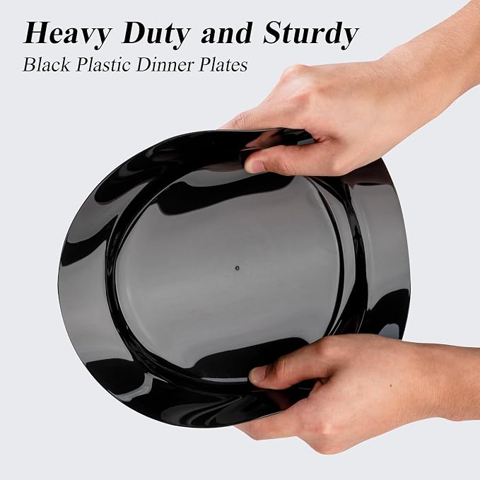 Bestluck 100PCS Black Plastic Dinner Plates 10 Inch - Image 3