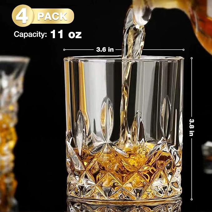 Hlukana Luxury Box Old Fashioned Whiskey Glasses Set of 4, 11 OZ Cocktail - Image 5