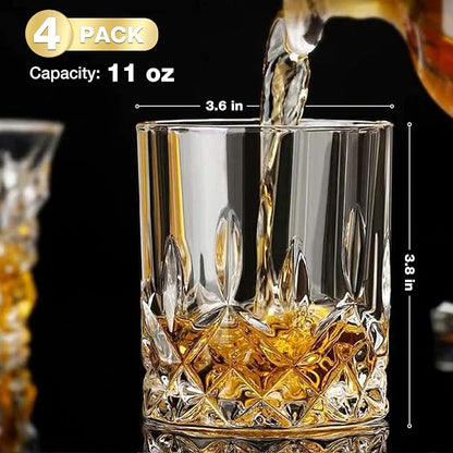 Hlukana Luxury Box Old Fashioned Whiskey Glasses Set of 4, 11 OZ Cocktail - Image 5