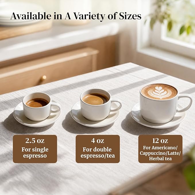 DOWAN 4 OZ Stackable Espresso Cups, Porcelain Coffee Cups - Image 3