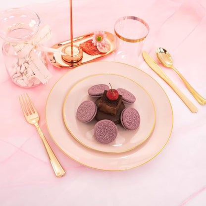LIYH 180 Pcs Pink Plastic Plates - Image 5