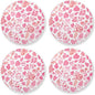 Pink Glitter Leopard Print Set of 4 Round Drink Coaster Cork Trivets by KLL