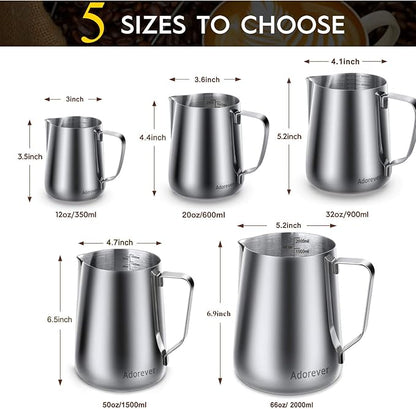 Milk Frothing Pitcher, 66oz Steaming Pitcher Stainless Steel Espresso Machine - Image 3